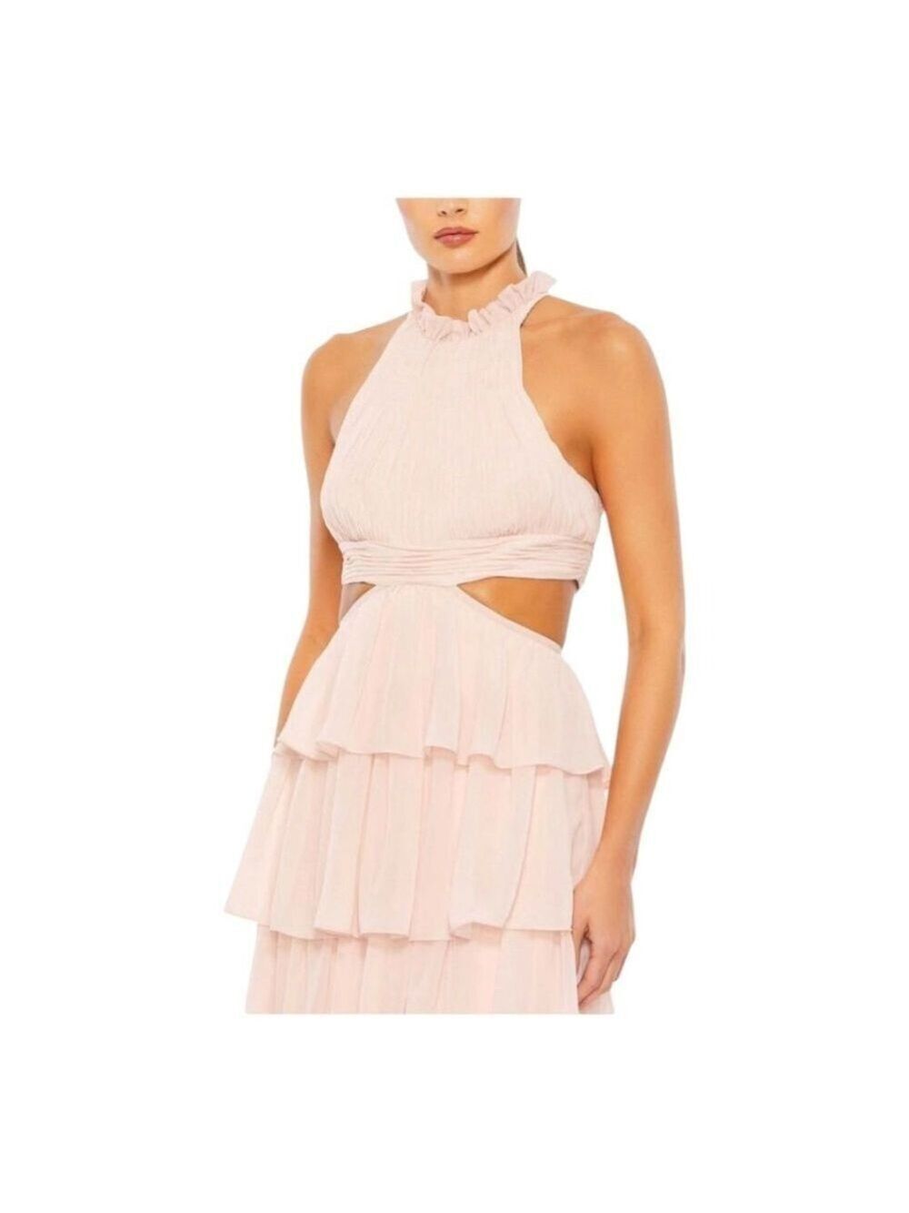 Mac Duggal Maxi Dress Size 6 Pink Ruffled - Picture 7 of 9